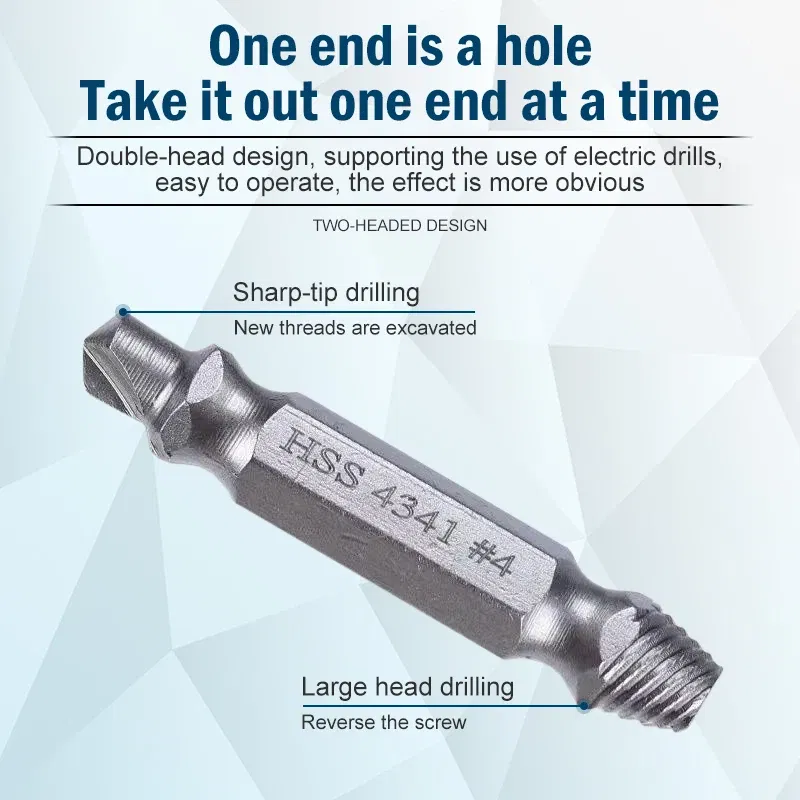 Color: Blue - Broken Double Head Screw Extractor Sliding Thread And Broken Wire Remover 4341 Hexagon Drill Set Broken Wire Extractor